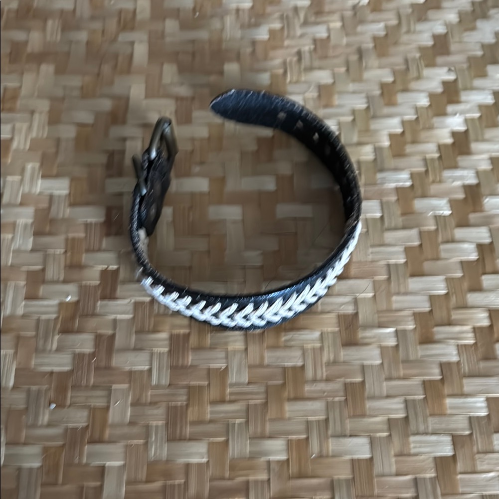 Black And Cream Leather Braided Bracelet